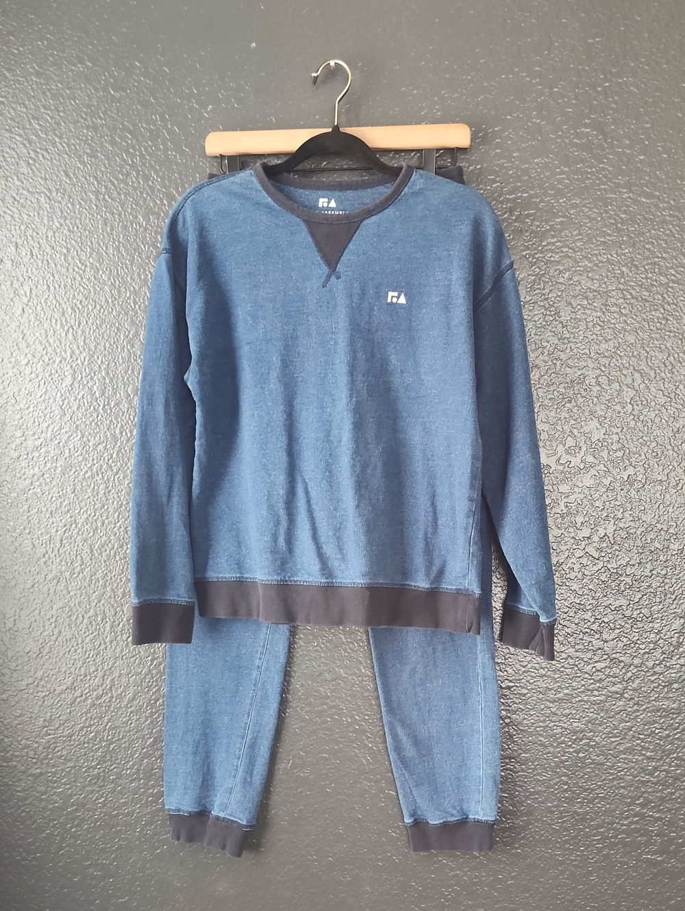 Free Assembly Blue Crewneck Sweatshirt with Navy Trim